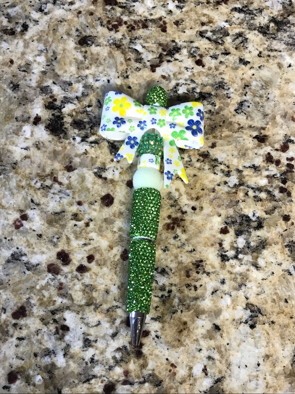 Hand Crafted Green Glitter Bow Hair Accessory